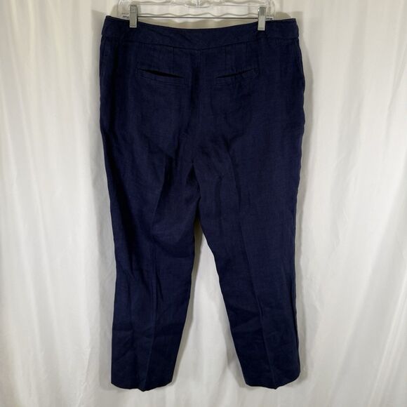 Coldwater Creek 100% Linen Pants Women's 12P Navy Blue Flat Front pockets - Picture 9 of 11